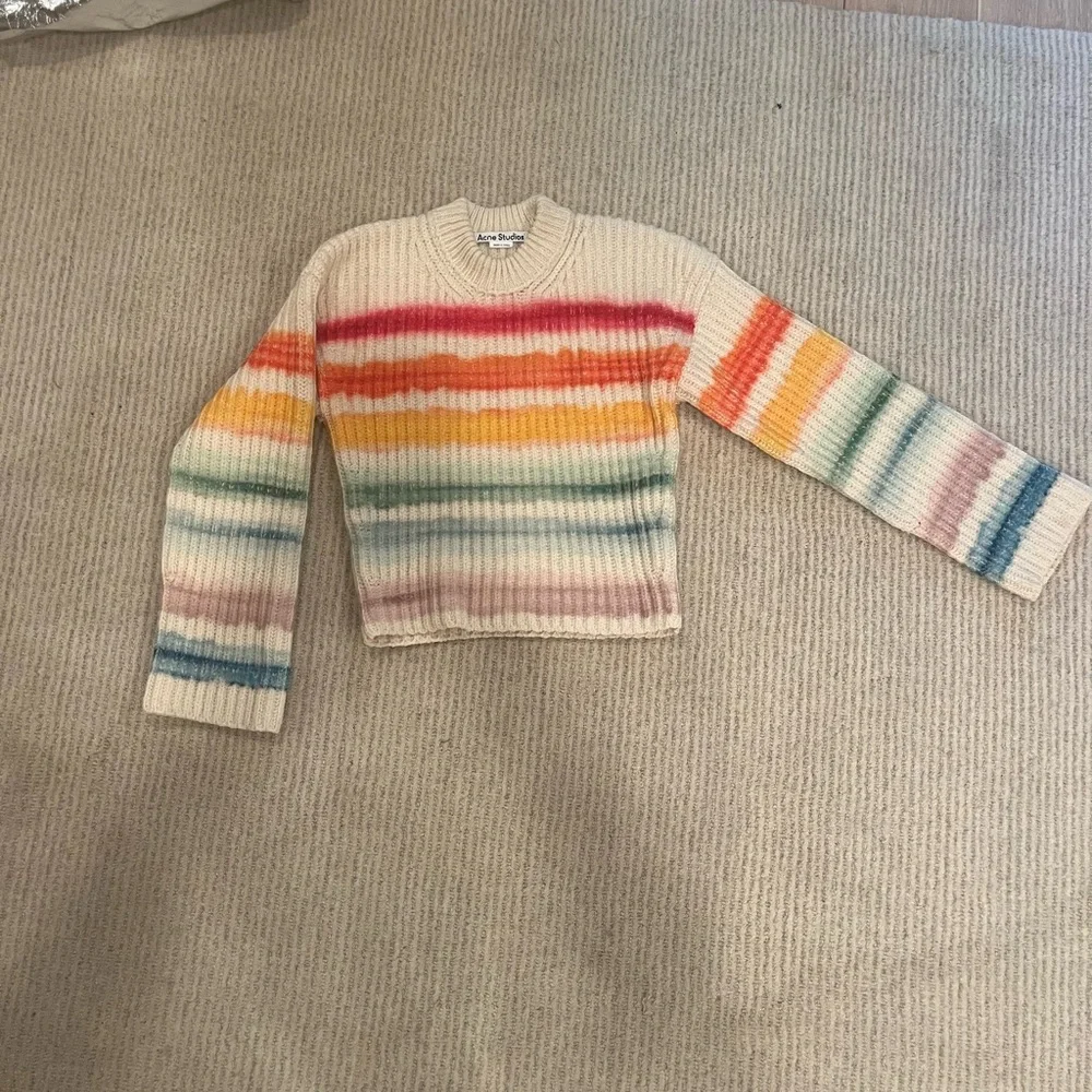 Acne Studios Cream Sweater with Rainbow Stripes - Picture 2 of 7